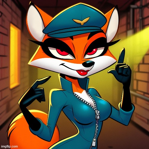 The Fox in blue, Scarlett Stone(made with Bing Create) | image tagged in cartoon,badass,timezone,anti furry,furry | made w/ Imgflip meme maker