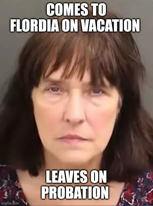 COMES TO FLORDIA ON VACATION; LEAVES ON PROBATION | made w/ Imgflip meme maker