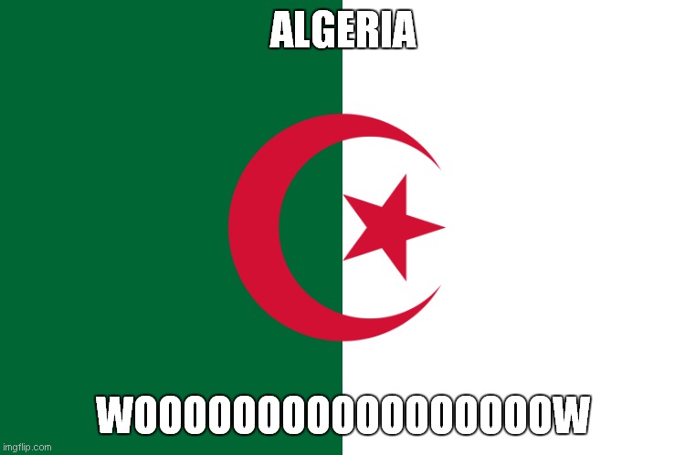 algeria woooooooooooooooooooow | ALGERIA; WOOOOOOOOOOOOOOOOOW | image tagged in viva algeria | made w/ Imgflip meme maker