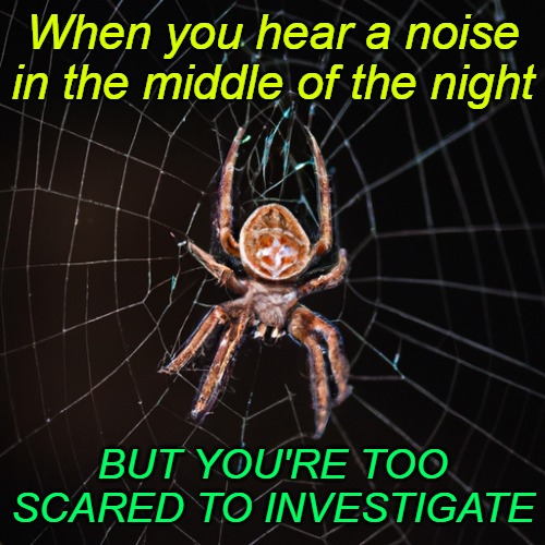 When you hear a noise in the middle of the night; BUT YOU'RE TOO SCARED TO INVESTIGATE | made w/ Imgflip meme maker