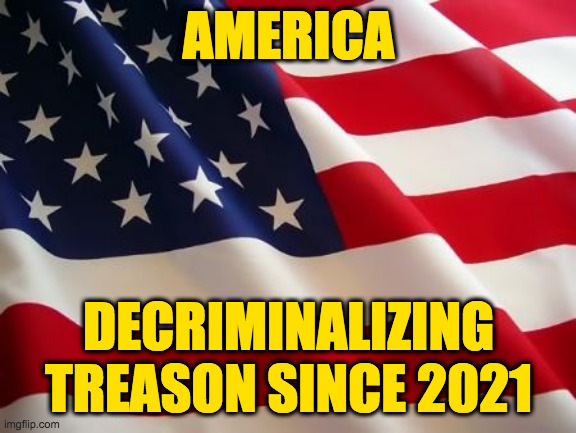 Change my mind, DOJ. | AMERICA; DECRIMINALIZING TREASON SINCE 2021 | image tagged in american flag,memes,treason | made w/ Imgflip meme maker