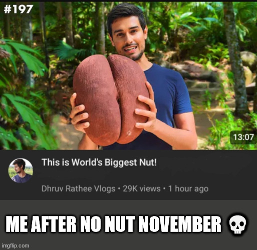 The Time has cummm... | ME AFTER NO NUT NOVEMBER 💀 | image tagged in funny memes | made w/ Imgflip meme maker