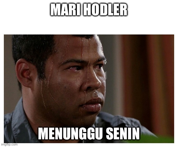 Jordan Peele Sweating | MARI HODLER; MENUNGGU SENIN | image tagged in jordan peele sweating | made w/ Imgflip meme maker