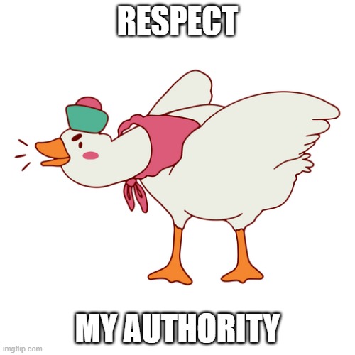 Goose | RESPECT; MY AUTHORITY | image tagged in goose | made w/ Imgflip meme maker