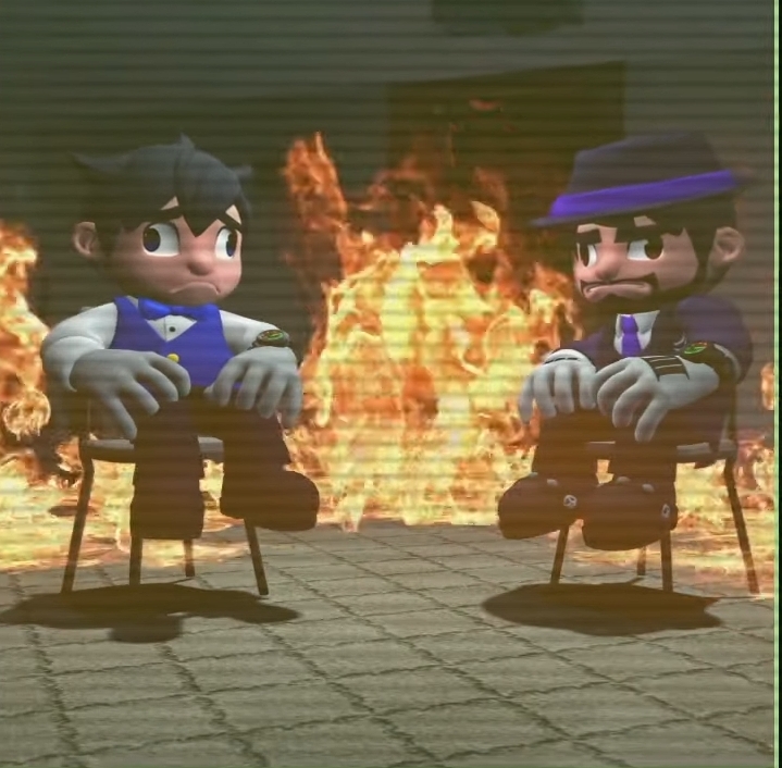 High Quality Smg4 and smg3 staying in fire Blank Meme Template
