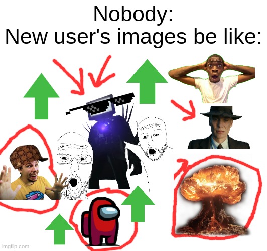 this took 10 mins to make lmao | Nobody:
New user's images be like: | image tagged in memes,funny,front page plz,oh wow are you actually reading these tags | made w/ Imgflip meme maker
