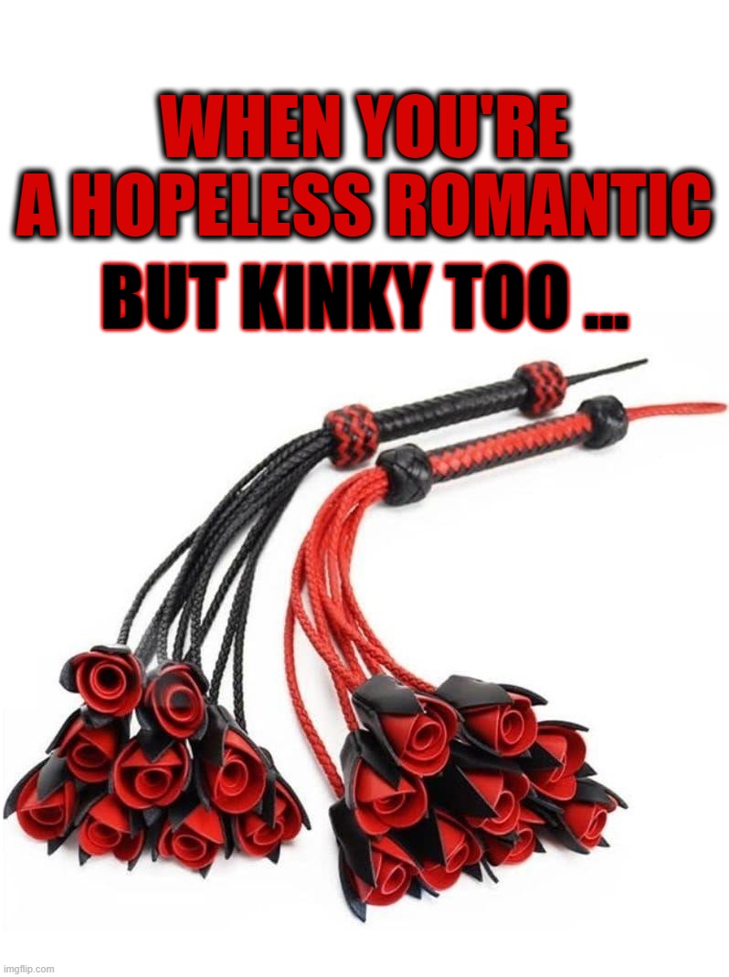 Romantic & Kinky | WHEN YOU'RE A HOPELESS ROMANTIC; BUT KINKY TOO ... | image tagged in roses,sexy,romantic,kinky | made w/ Imgflip meme maker