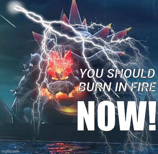 new temp | YOU SHOULD BURN IN FIRE; NOW! | made w/ Imgflip meme maker