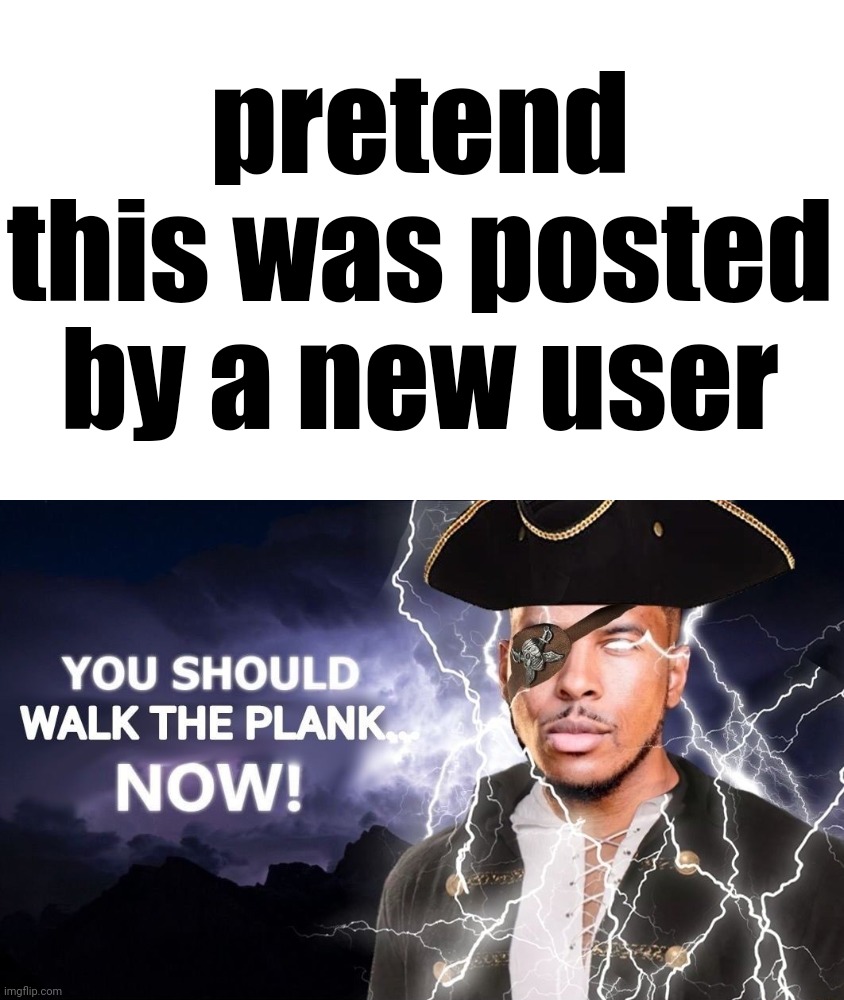 High-Quality You Should Walk The Plank... Now! | pretend this was posted by a new user | image tagged in high-quality you should walk the plank now | made w/ Imgflip meme maker