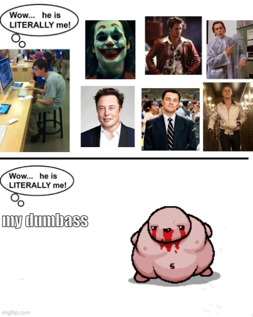 wow..he is LITERALLY me | my dumbass | image tagged in wow he is literally me | made w/ Imgflip meme maker