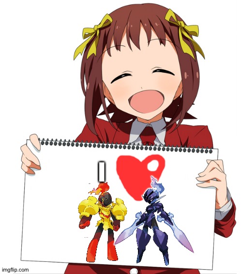 The Anime girl of wisdom is a Huge fan of Armarouge and Ceruledge | I | image tagged in anime girl holding sign | made w/ Imgflip meme maker