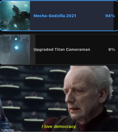 The poll was who would win | image tagged in i love democracy | made w/ Imgflip meme maker