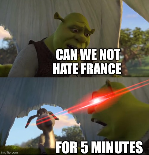 Shrek For Five Minutes | CAN WE NOT HATE FRANCE FOR 5 MINUTES | image tagged in shrek for five minutes | made w/ Imgflip meme maker