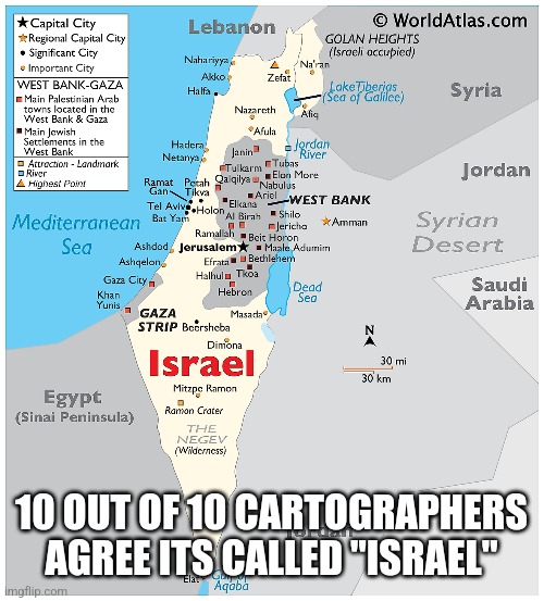 10 OUT OF 10 CARTOGRAPHERS AGREE ITS CALLED "ISRAEL" | image tagged in funny memes | made w/ Imgflip meme maker