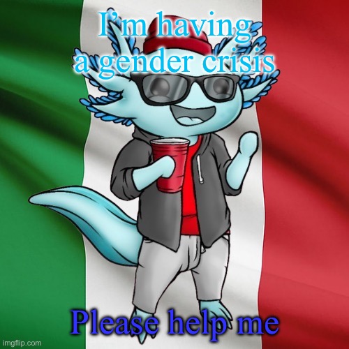 Check my comment to know more | I’m having a gender crisis; Please help me | image tagged in lucifer_the_italiano s announcement template | made w/ Imgflip meme maker