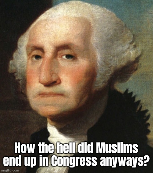 George wants to know. | How the hell did Muslims end up in Congress anyways? | image tagged in george washington | made w/ Imgflip meme maker