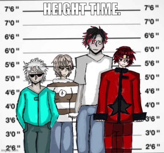 All my ocs. | HEIGHT TIME. | image tagged in drawing,height | made w/ Imgflip meme maker