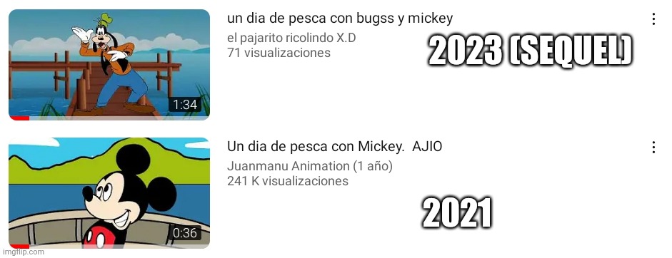 Un dia de pesca con mickey 1 and 2 | 2021 2023 (SEQUEL) | made w/ Imgflip meme maker