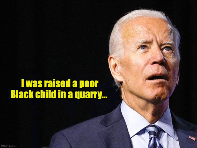 Joe Biden Confused | I was raised a poor Black child in a quarry... | image tagged in joe biden confused | made w/ Imgflip meme maker