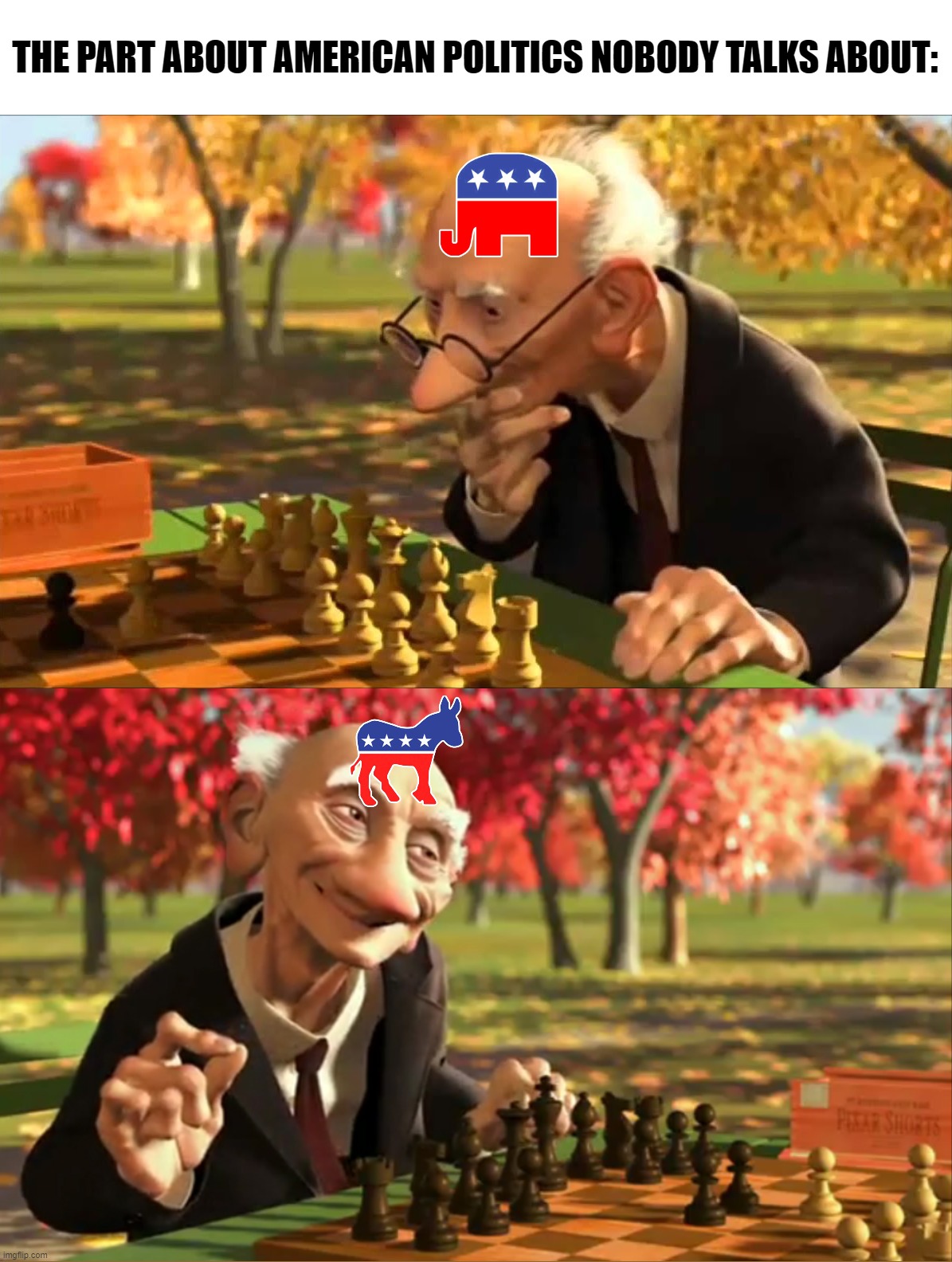 Gary's Game | THE PART ABOUT AMERICAN POLITICS NOBODY TALKS ABOUT: | image tagged in gary's game | made w/ Imgflip meme maker