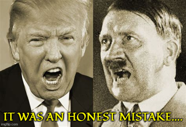 Twins | IT WAS AN HONEST MISTAKE.... | image tagged in hitler,trump,fascists,maga | made w/ Imgflip meme maker