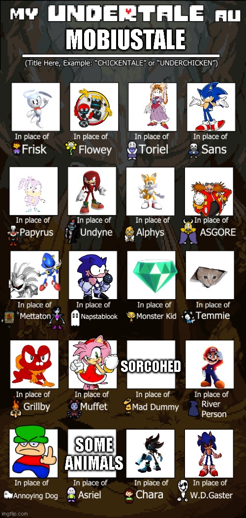 my au | MOBIUSTALE; SORCOHED; SOME ANIMALS | image tagged in create your own undertale au | made w/ Imgflip meme maker