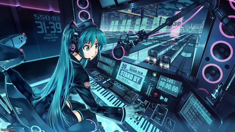 Should I make a Hatsune Miku announcement template? | image tagged in miku plays the synthesizer | made w/ Imgflip meme maker