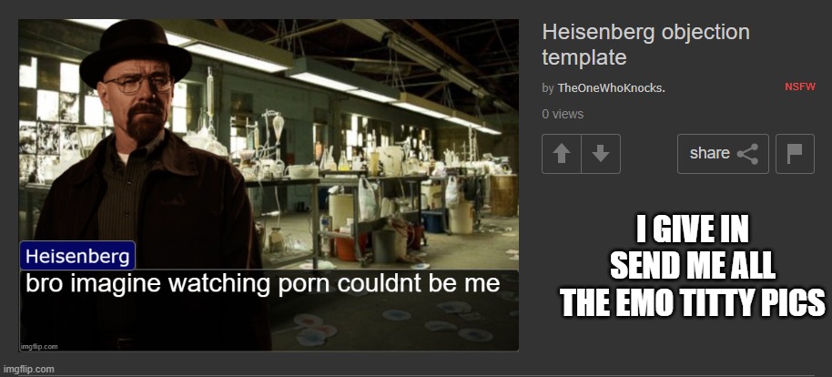 I GIVE IN SEND ME ALL THE EMO TITTY PICS | made w/ Imgflip meme maker