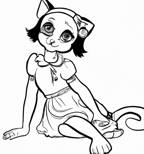 Anthro kitty girl sitting Blank Meme Template