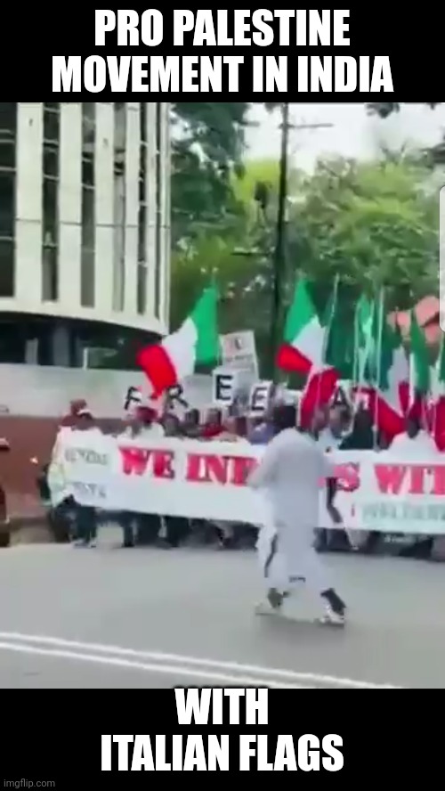 PRO PALESTINE MOVEMENT IN INDIA; WITH ITALIAN FLAGS | made w/ Imgflip meme maker