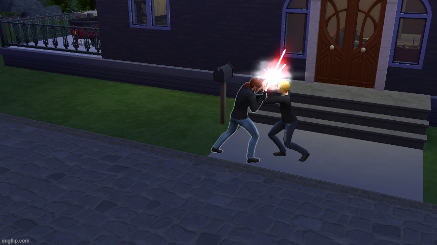 Friendly Lightsaber Duel | image tagged in star wars,sims 4 | made w/ Imgflip meme maker