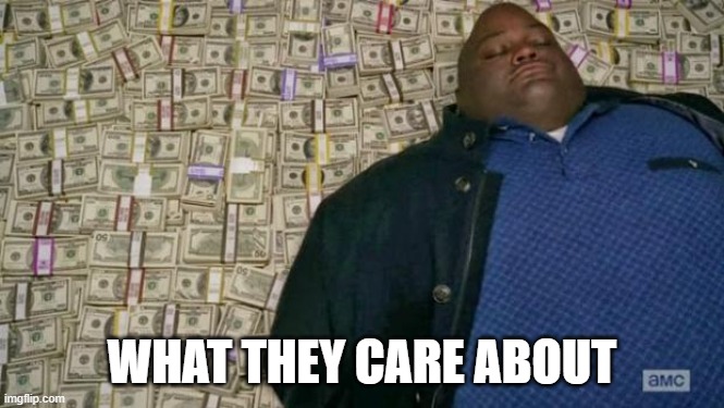 huell money | WHAT THEY CARE ABOUT | image tagged in huell money | made w/ Imgflip meme maker