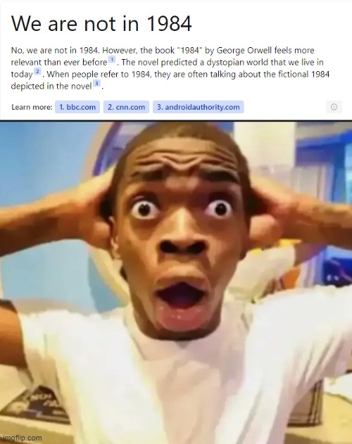 couldn't have guessed | image tagged in surprised black guy,1984 | made w/ Imgflip meme maker