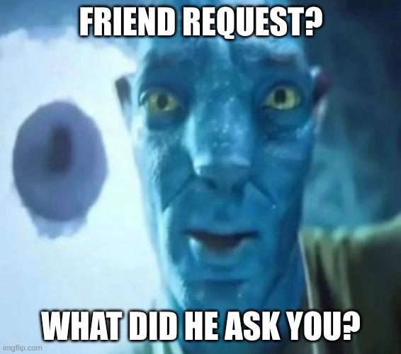 Le Mem | FRIEND REQUEST? WHAT DID HE ASK YOU? | image tagged in avatar guy | made w/ Imgflip meme maker