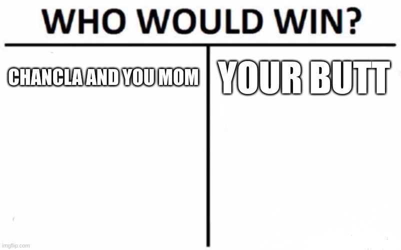 Who Would Win? | CHANCLA AND YOU MOM; YOUR BUTT | image tagged in memes,who would win | made w/ Imgflip meme maker