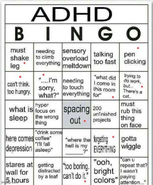 Still pretty sure I don't have ADHD | image tagged in adhd bingo,lh announcement template | made w/ Imgflip meme maker