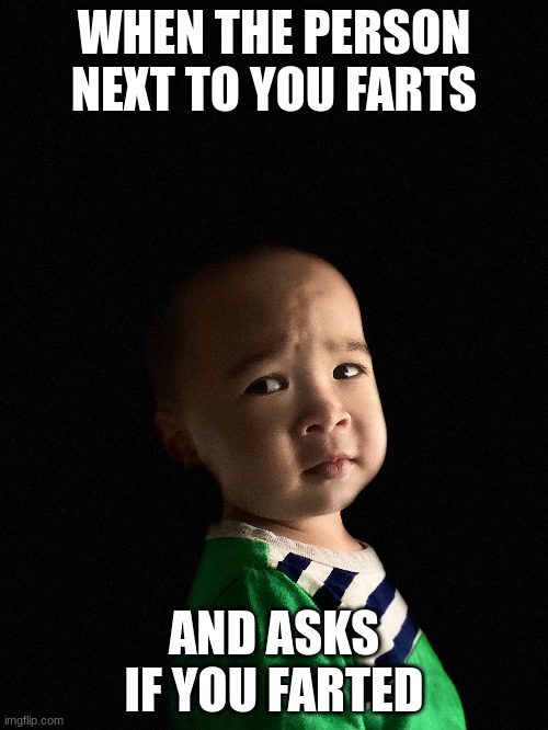silly silly | WHEN THE PERSON NEXT TO YOU FARTS; AND ASKS IF YOU FARTED | image tagged in farts | made w/ Imgflip meme maker