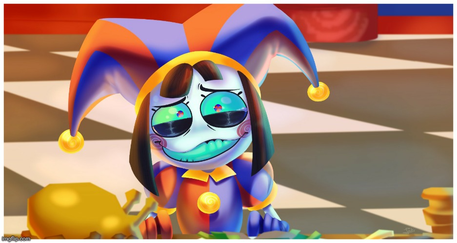 Pomni's pained smile (Art by InkyPlay_z) | made w/ Imgflip meme maker