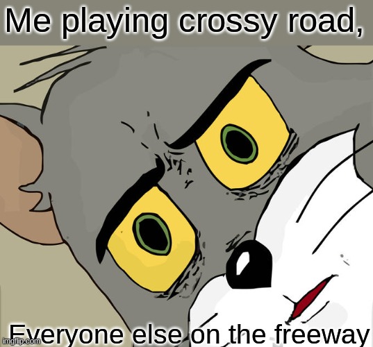 Yo, is that a kid? | Me playing crossy road, Everyone else on the freeway | image tagged in memes,unsettled tom | made w/ Imgflip meme maker