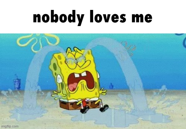 sad crying spongebob | nobody loves me | image tagged in sad crying spongebob | made w/ Imgflip meme maker
