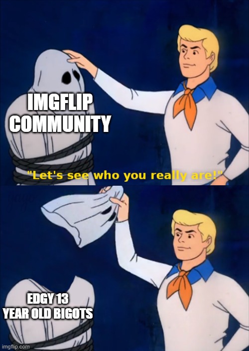 You aren't cool for hating people | IMGFLIP COMMUNITY; EDGY 13 YEAR OLD BIGOTS | image tagged in lets see who you really are,offensive,lgbtq,fun | made w/ Imgflip meme maker