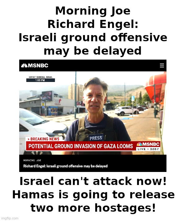 Morning Joe: Israeli Ground Offensive May Be Delayed | image tagged in morning joe,richard engel,hamas,terrorists,israel,hostages | made w/ Imgflip meme maker