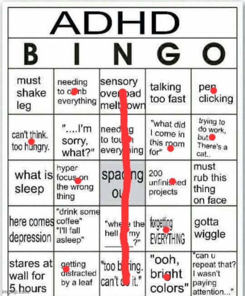 adhd bingo | image tagged in adhd bingo | made w/ Imgflip meme maker