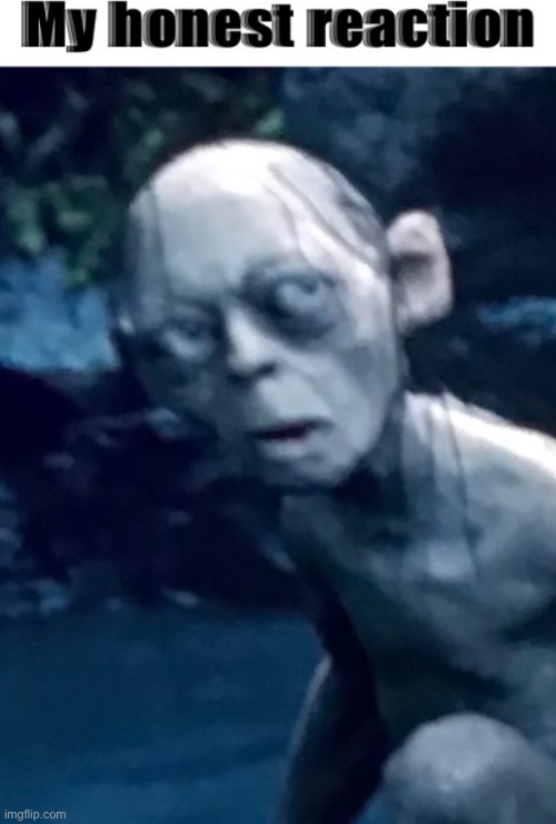 I made this I took the pic while watching the movie | image tagged in my honest reaction gollum | made w/ Imgflip meme maker