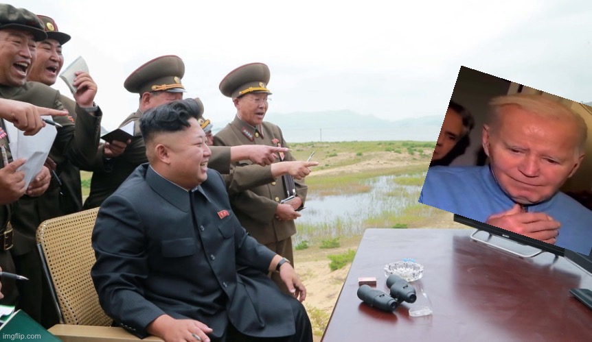 kim jong-un laughing | image tagged in kim jong-un laughing,north korea,republicans,maga,donald trump,joe biden | made w/ Imgflip meme maker