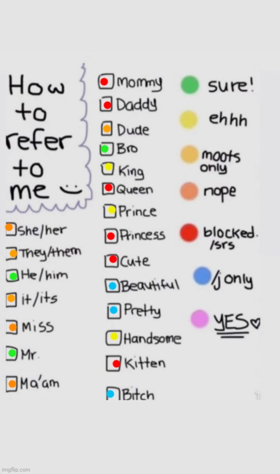 Filled it out | image tagged in how to refer to me | made w/ Imgflip meme maker