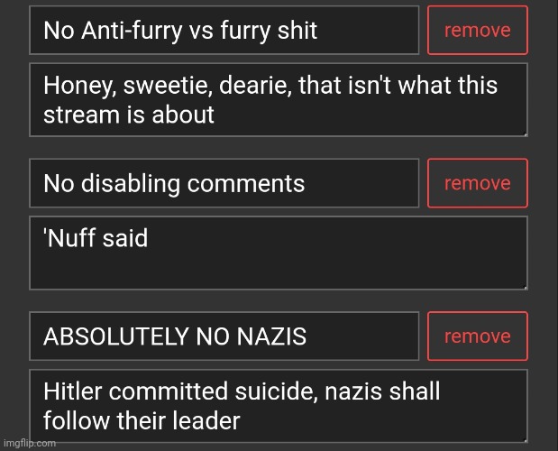 Rules to my anti nazi stream | image tagged in nazis should commit no-live | made w/ Imgflip meme maker