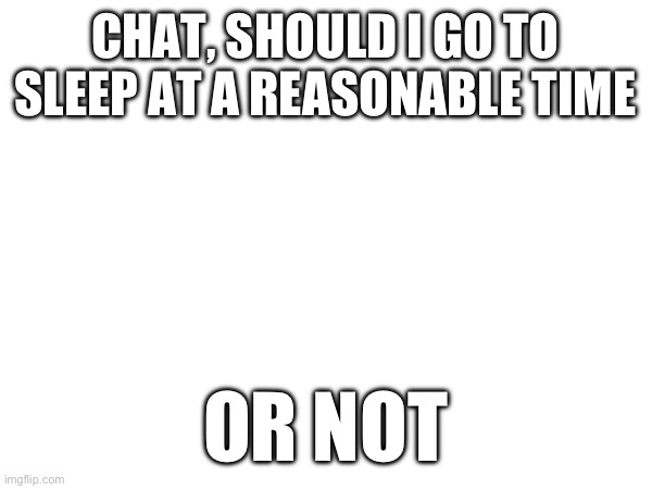 CHAT, SHOULD I GO TO SLEEP AT A REASONABLE TIME; OR NOT | made w/ Imgflip meme maker