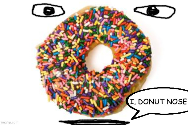 donut | I, DONUT NOSE | image tagged in donut,nose | made w/ Imgflip meme maker