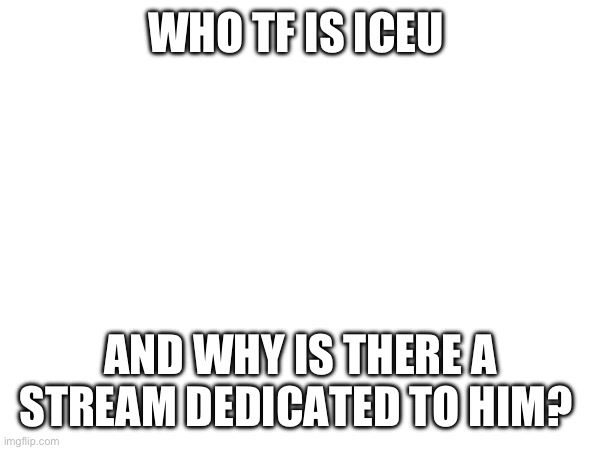 WHO TF IS ICEU; AND WHY IS THERE A STREAM DEDICATED TO HIM? | image tagged in who are you people | made w/ Imgflip meme maker